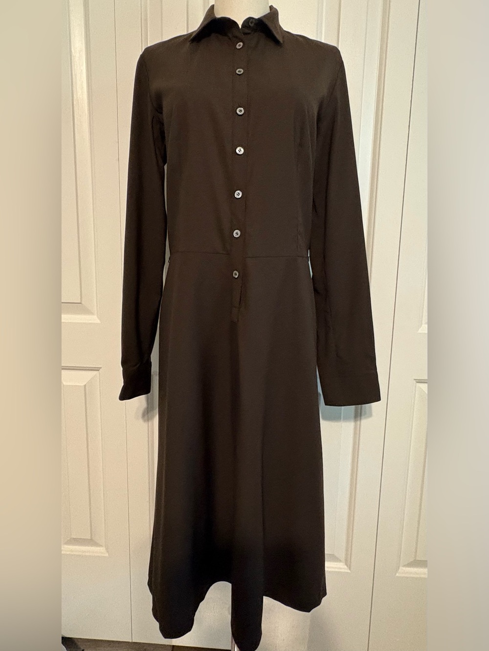 NWOT Calvin Klein Black Long Sleeve Shirt Dress 8 - Picture 2 of 5